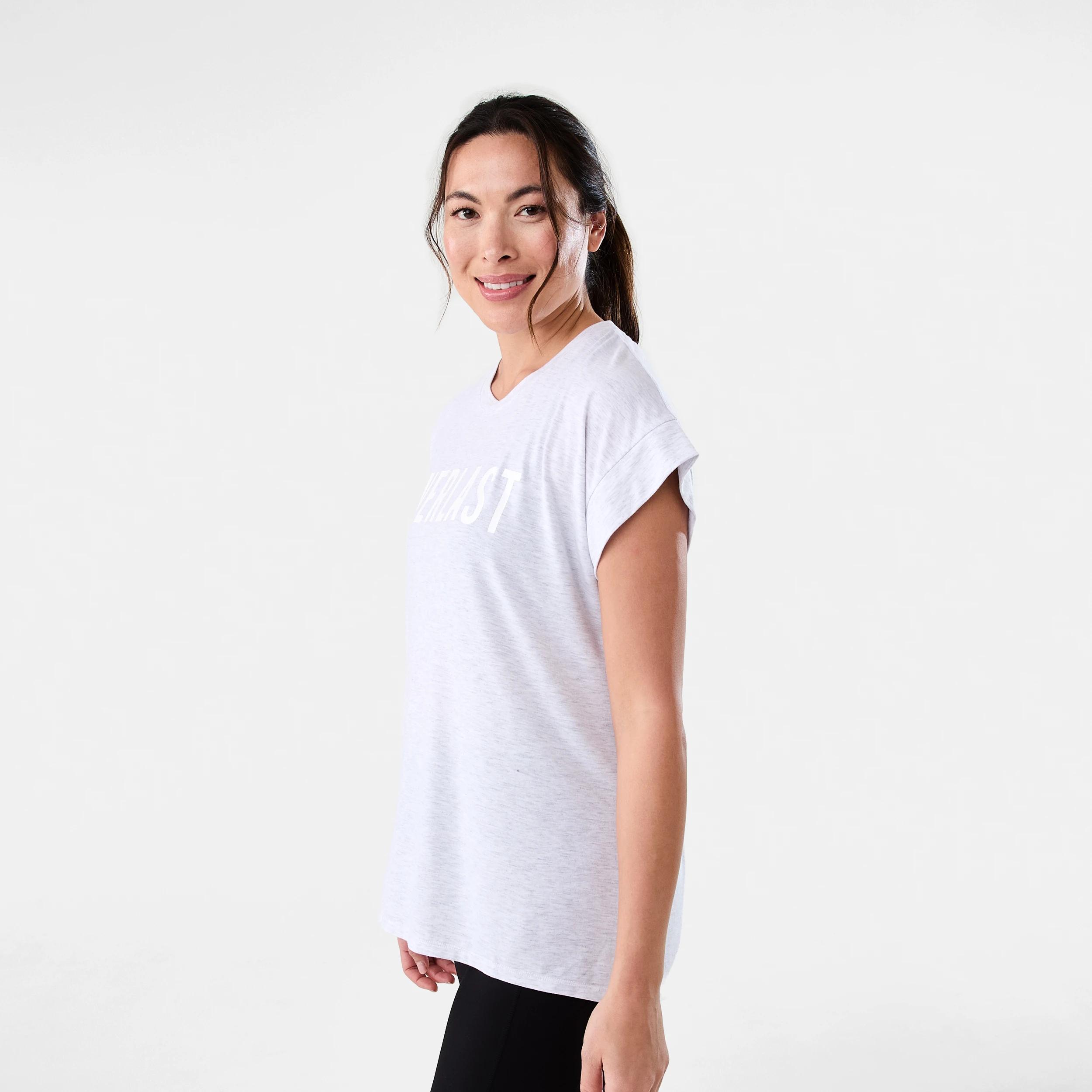 2 Everlast Womens Relaxed Longline T-shirt EVERLAST WHITE MARLE, 2 of 7