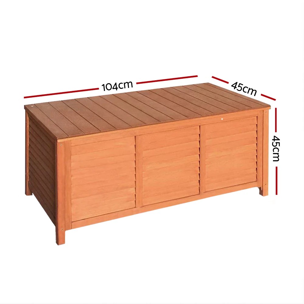 2 Gardeon Outdoor Storage Bench Box 210L Wooden Patio Furniture Garden Chair - Brown, 2 of 7