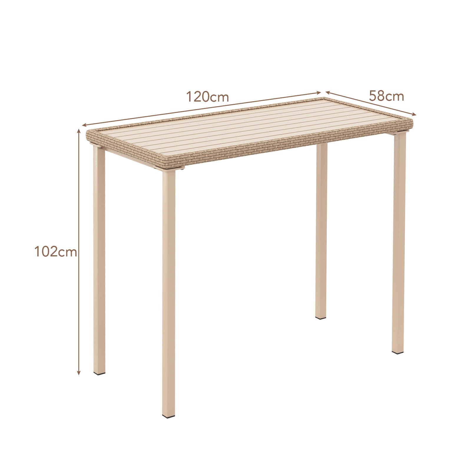 2 Costway Patio PE Rattan Bar Table 120 cm Outdoor Counter Height Dining Table, 2 of 3
