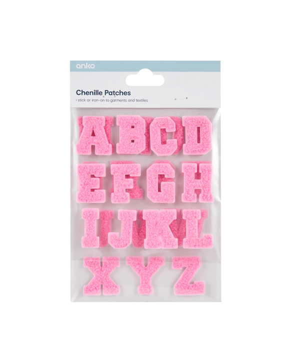 26 Pieces Chenille Patches - Alphabet Pink