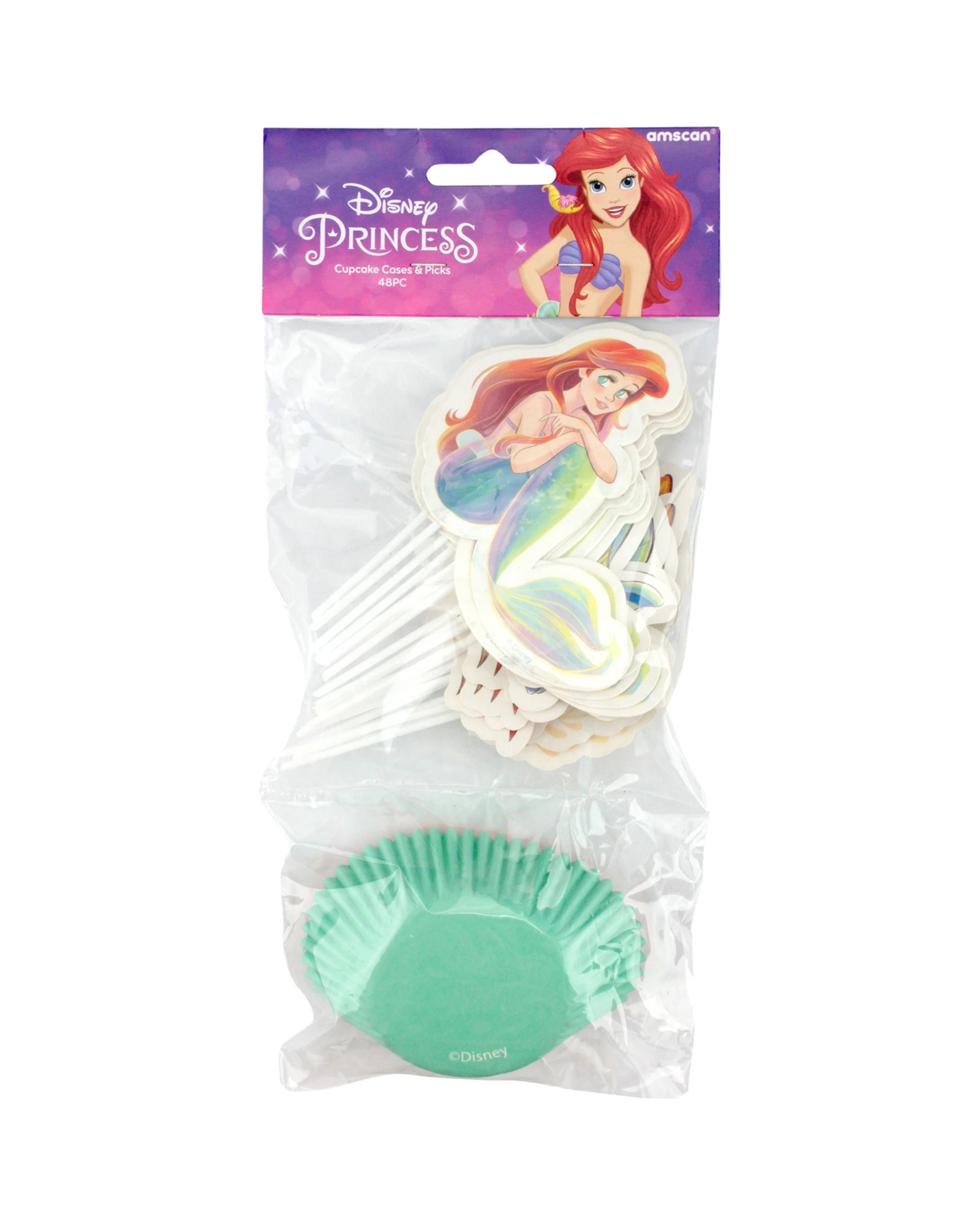 2 Anagram 24pc The Little Mermaid Cupcake Cases & Pick Set Kids Party Decor - Multi, 2 of 2