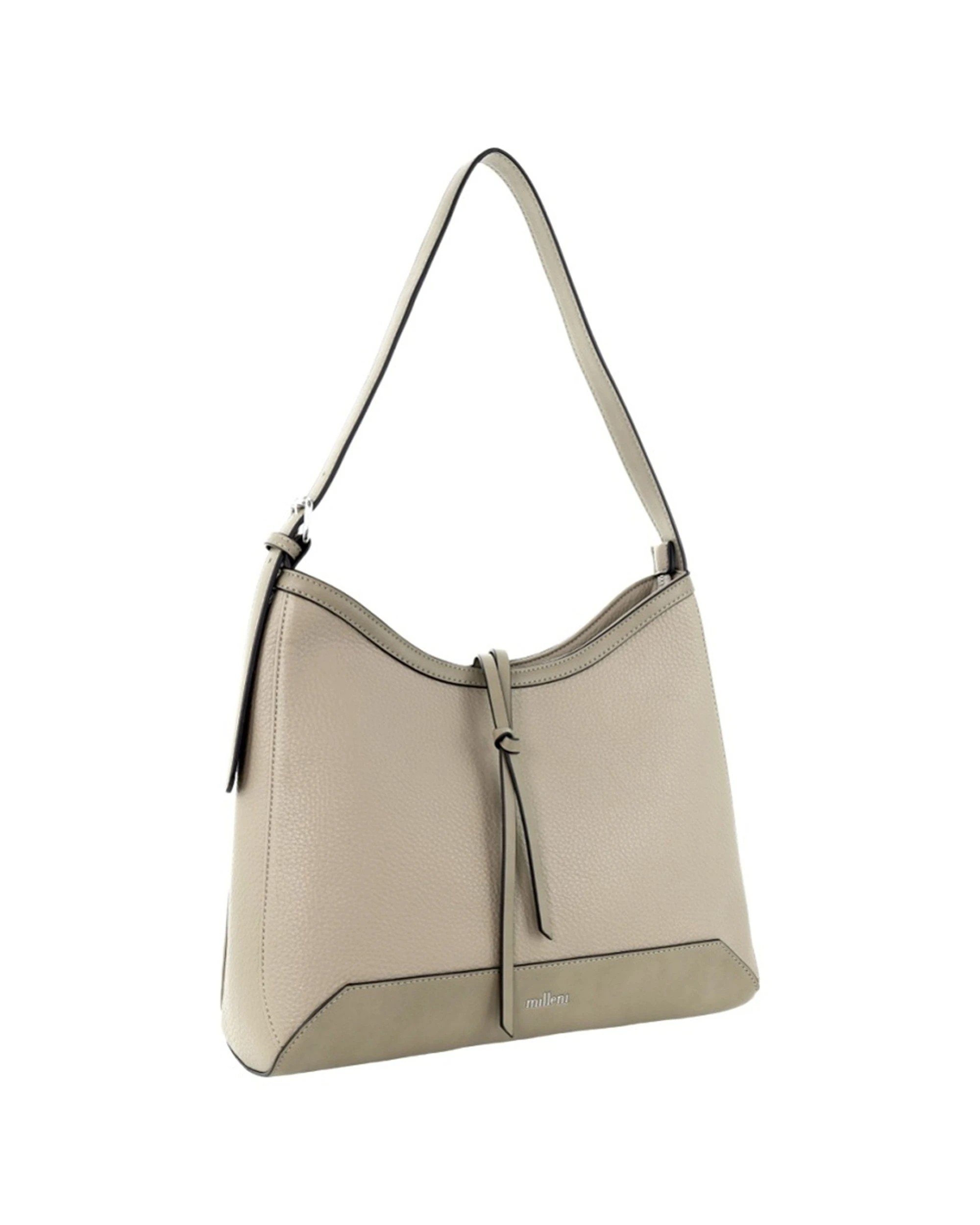 1 Milleni Vegan Leather Shoulder Bag Adjustable Strap Fits 13" Laptop 35x12x29cm - Beige, 1 of 4