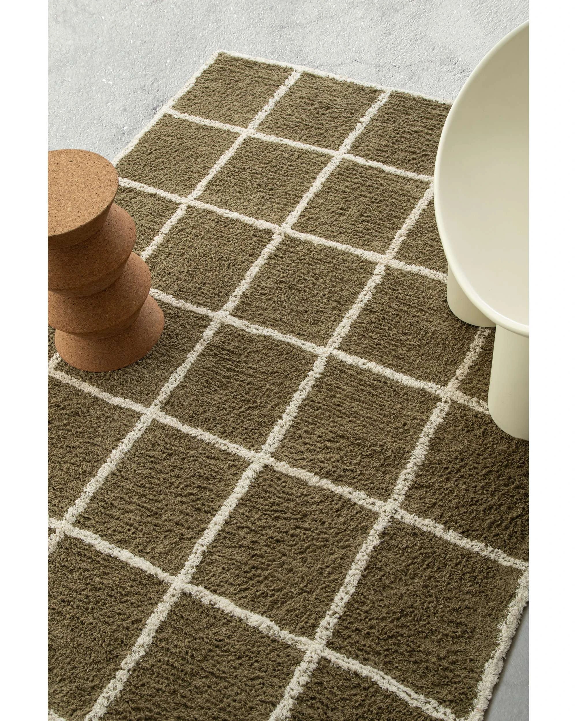 3 Loopsie Zanzibar Grid Cotton Rug-230cm x 160cm - Green, 3 of 7