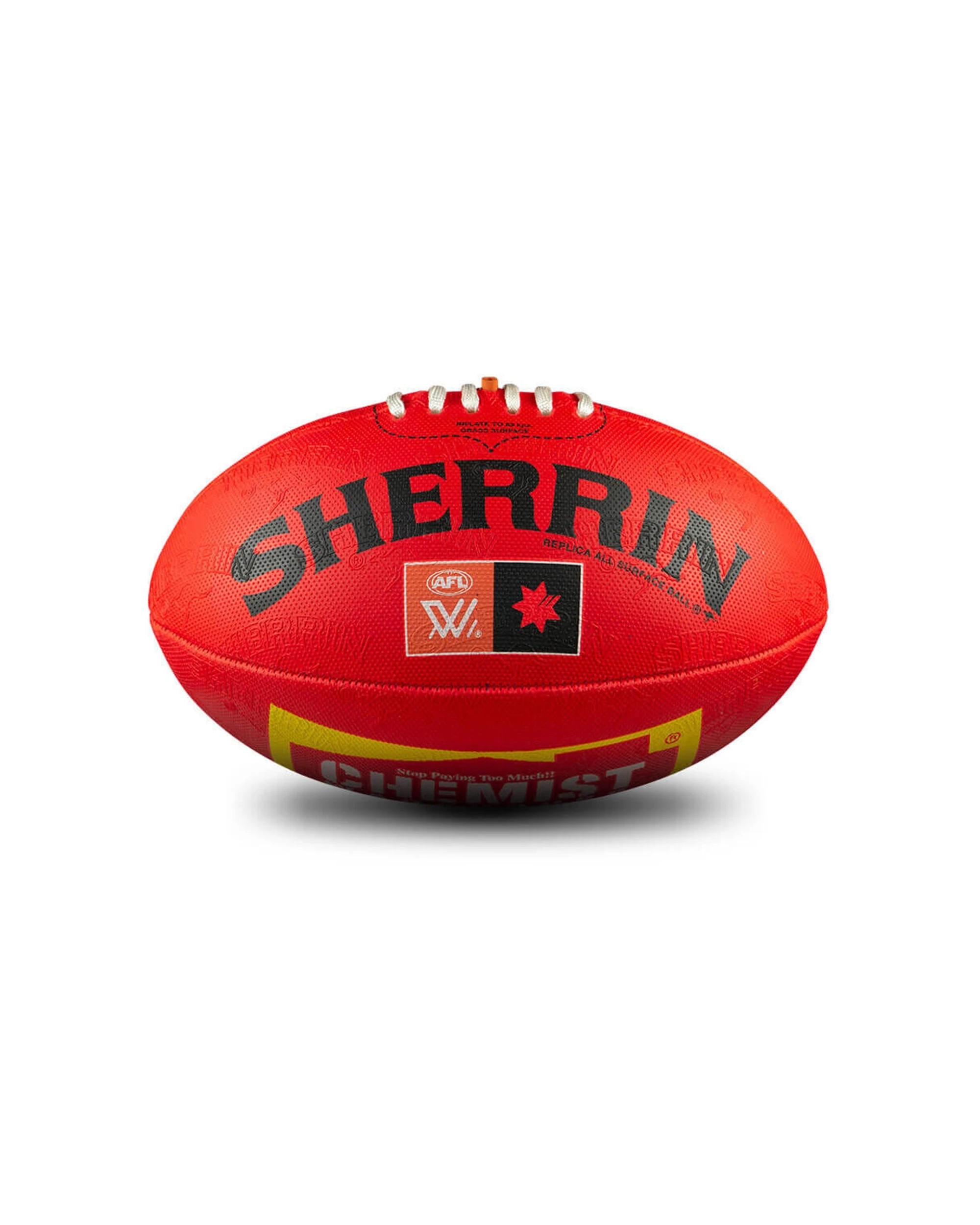 1 Sherrin AFLW Replica All Surface Synthetic Rubber Football Size 4 Enhanced Grip - Red, 1 of 4