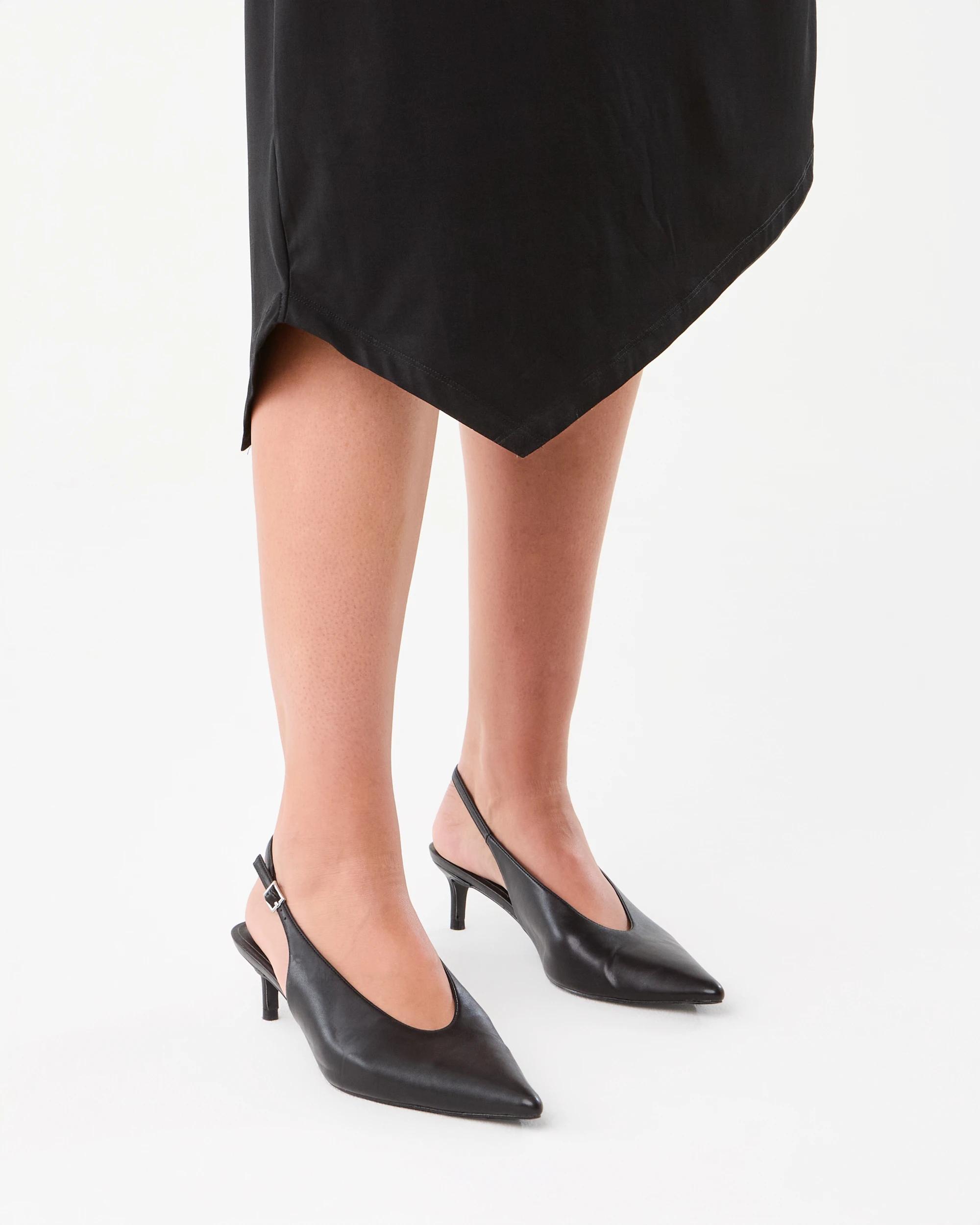 7 Long Sleeve Luxe Asymmetrical Hem Midi Dress Black, 7 of 7