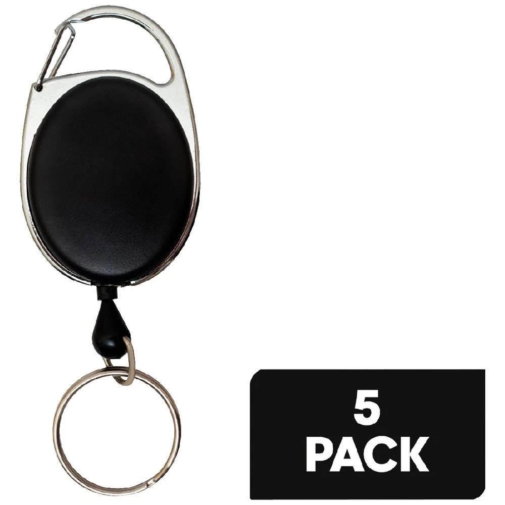 1 J.Burrows Retractable Snaplock Key Holder 5 Pack Black, 1 of 4
