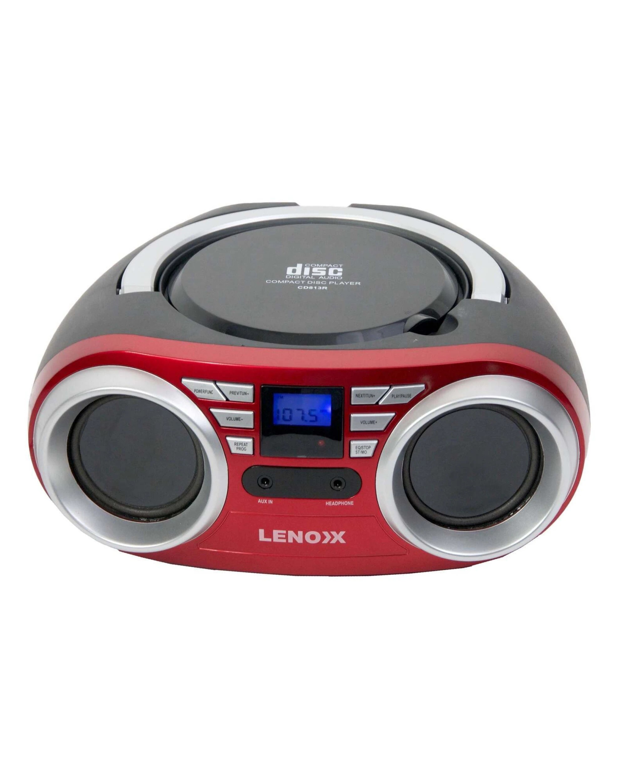 1 Lenoxx Portable CD Player (Red) 4W Speaker with FM Radio & AUX In, 1 of 4