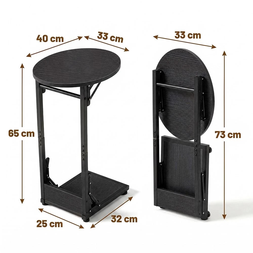 1 ZUNI C Shaped End Table Coffee Side Table Foldable Sofa Laptop Desk - Black, 1 of 1