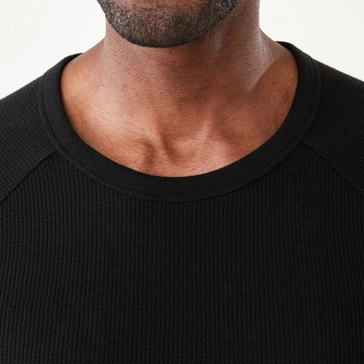 5 Short Sleeve Mini Waffle Thermal Top Black, 5 of 5