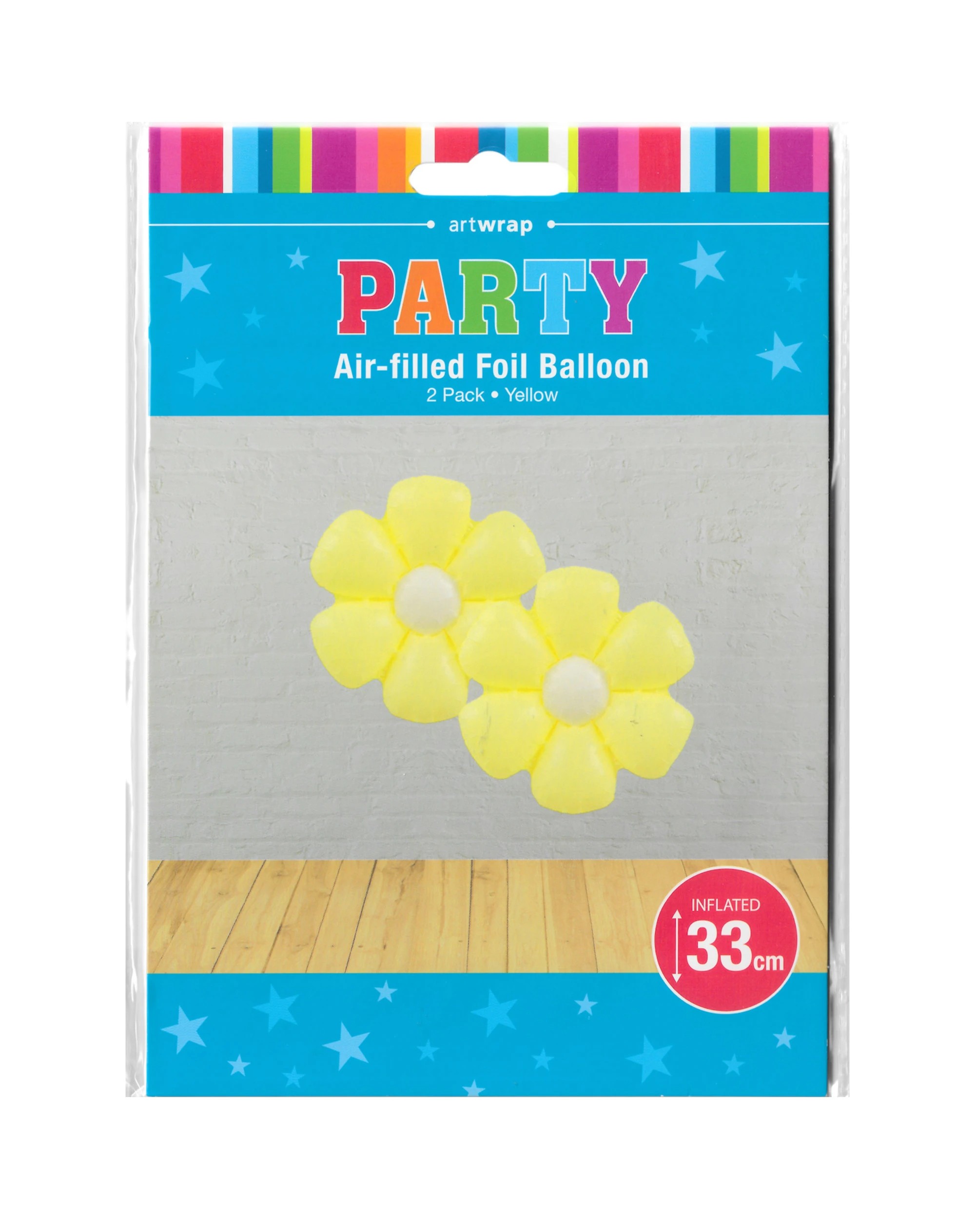 2 Artwrap Yellow Daisy Flower Air Fill Foil Balloons Pack of 2 - Yellow, 2 of 3