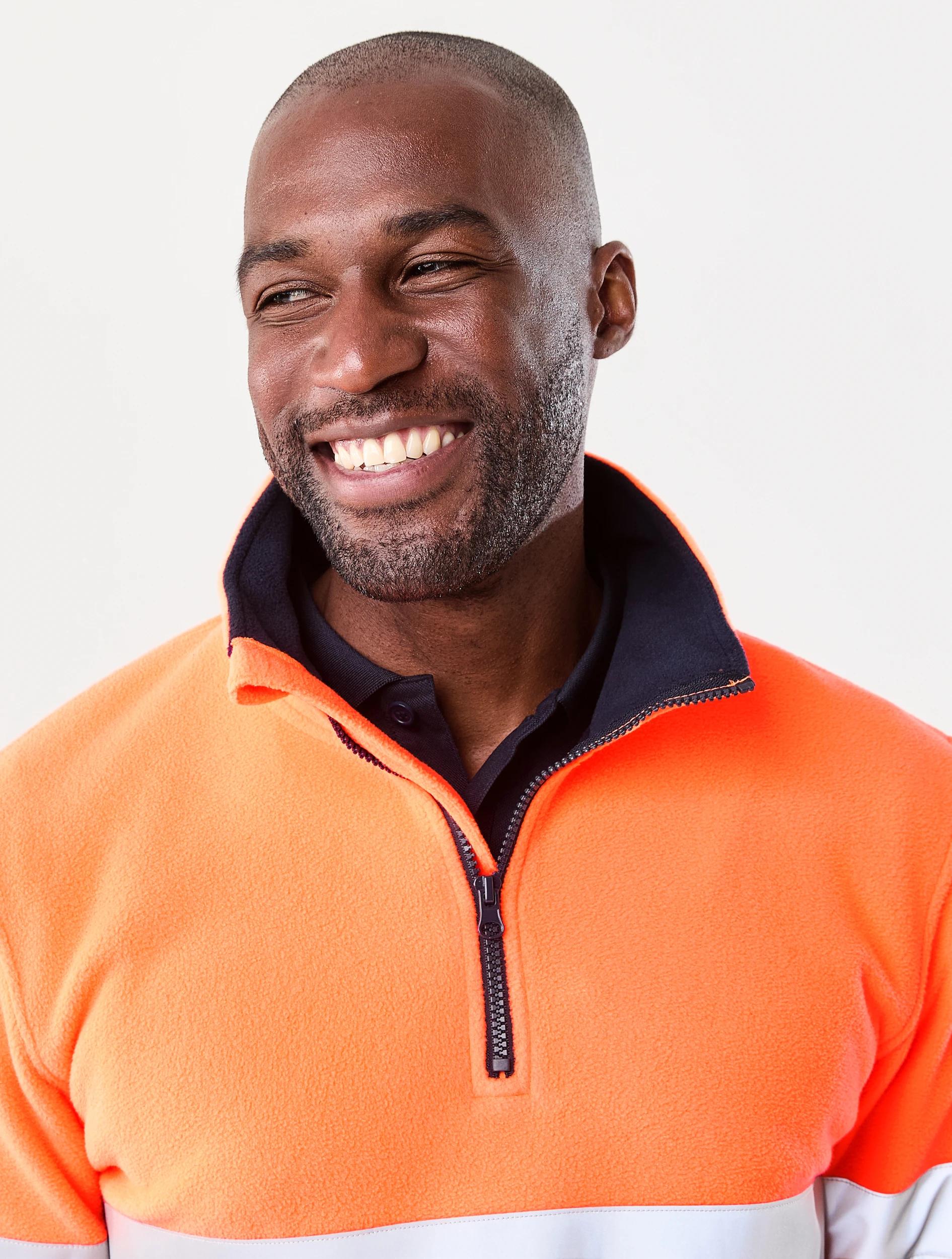 4 Workwear Hi-Vis 1/4 Zip Reflective Pullover Orange, 4 of 6