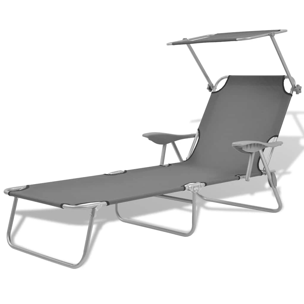 1 vidaXL Sunlounger Foldable - Grey, 1 of 8