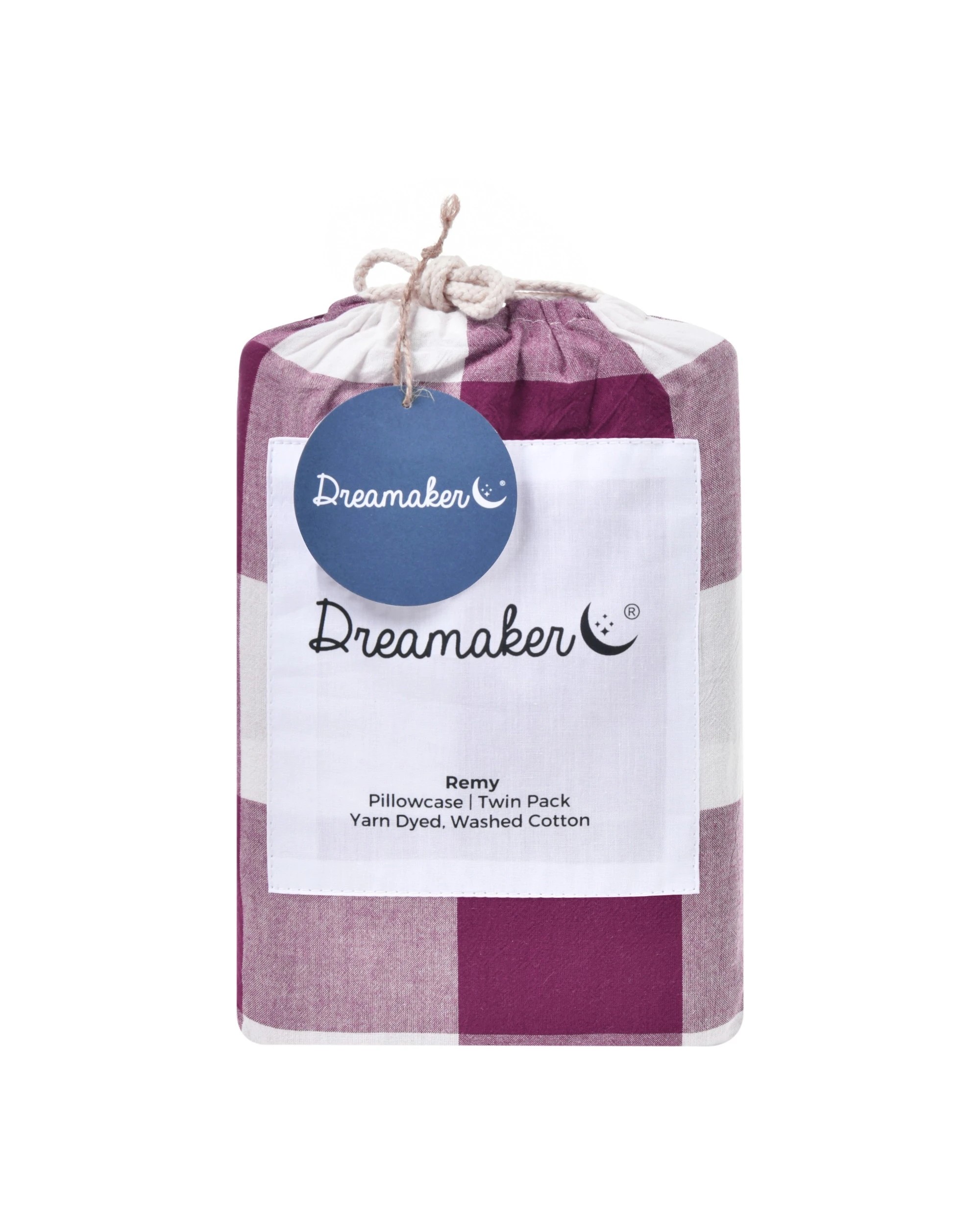 4 Dreamaker Twin Pack Remy Yarn Dyed Washed Cotton Checkered Standard Pillowcase - Berry, 4 of 5