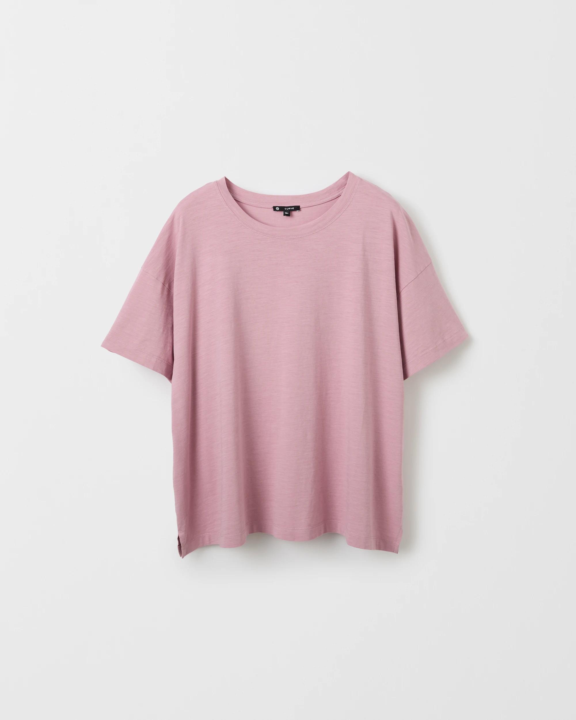 7 Target Curve Plus Size Australian Cotton Slub Boxy T-Shirt WHIPPED BERRY, 7 of 8