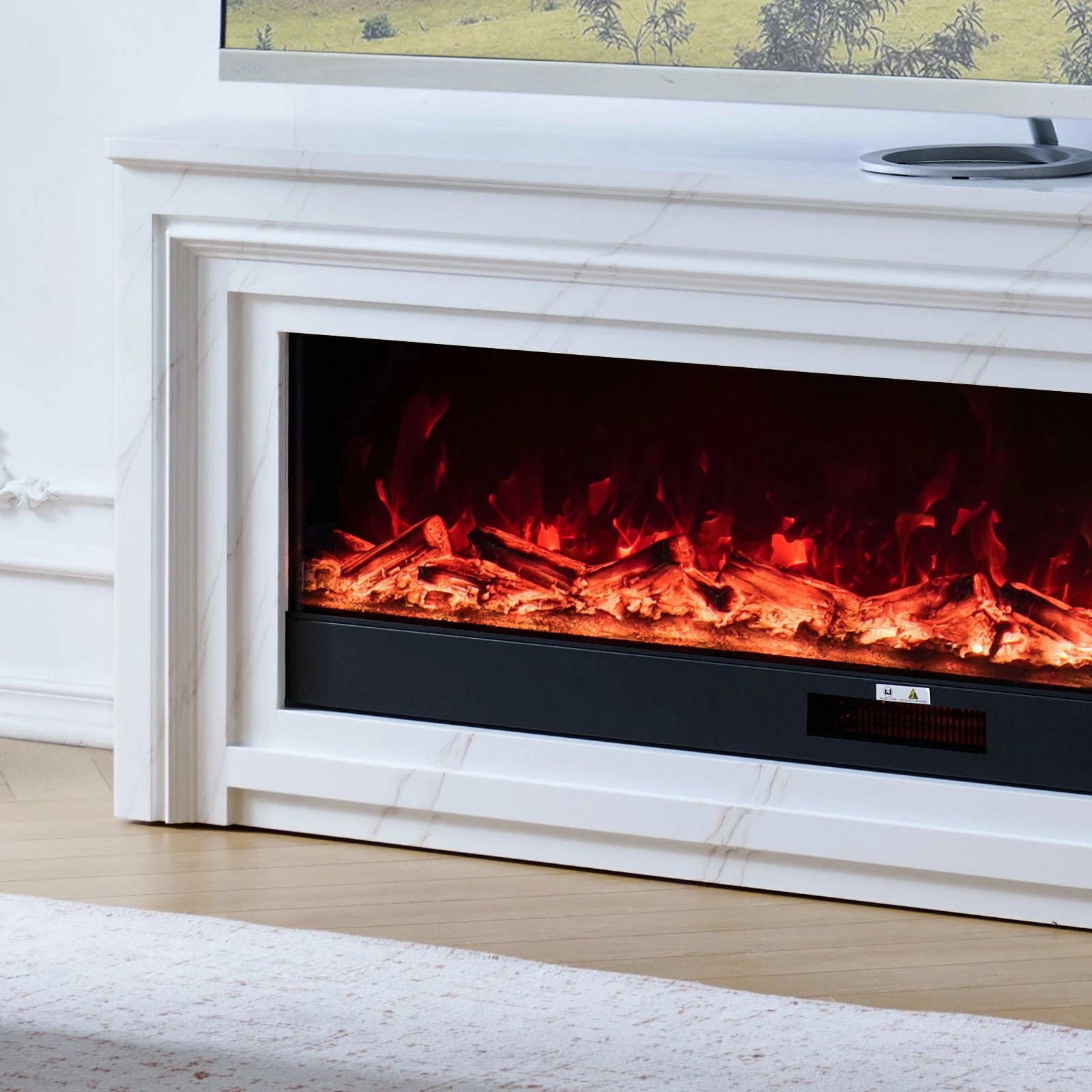7 Moda Living Valence 60 inch Electric Fireplace with White Mantel Suite - White, 7 of 9