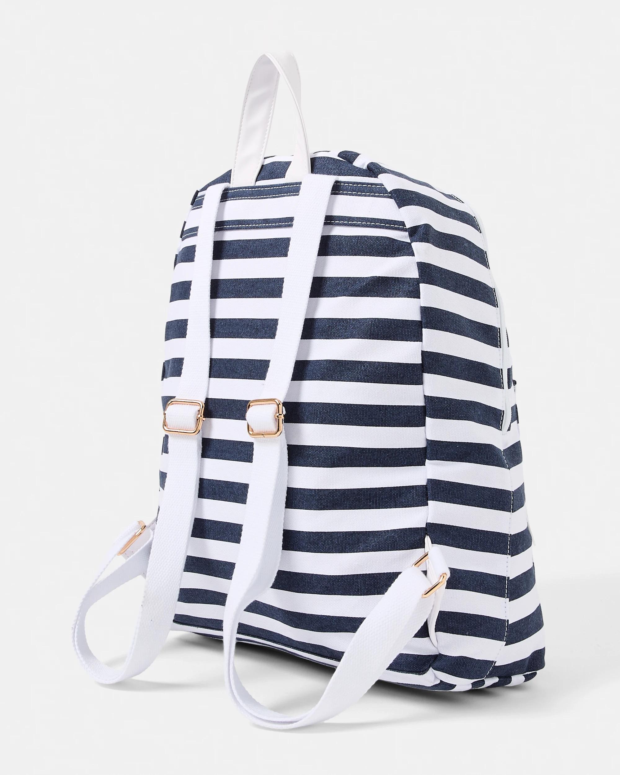 2 Canvas Backpack Navy Strp, 2 of 5