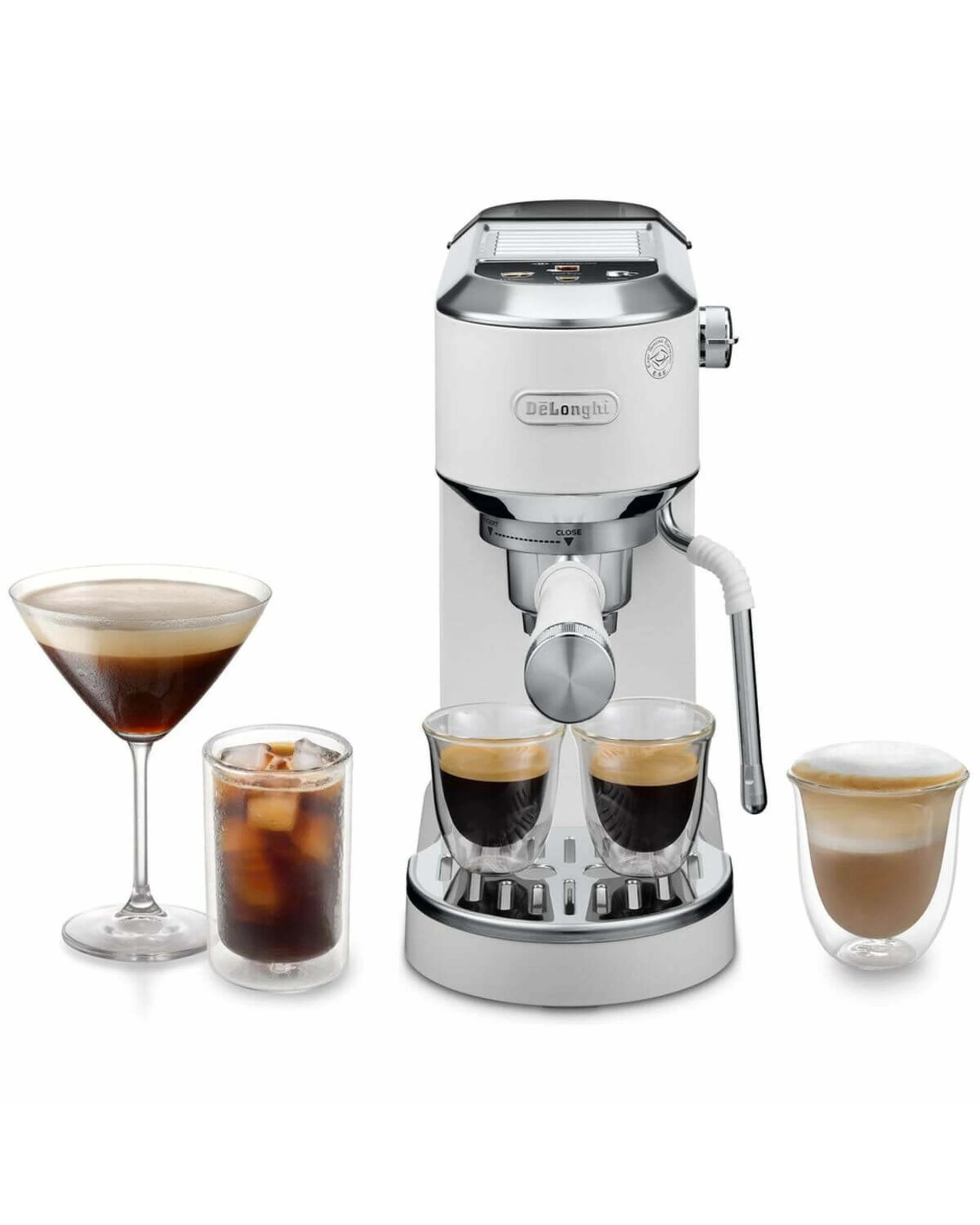4 De'Longhi Dedica Duo Coffee Machine with Cold Brew White, 4 of 5