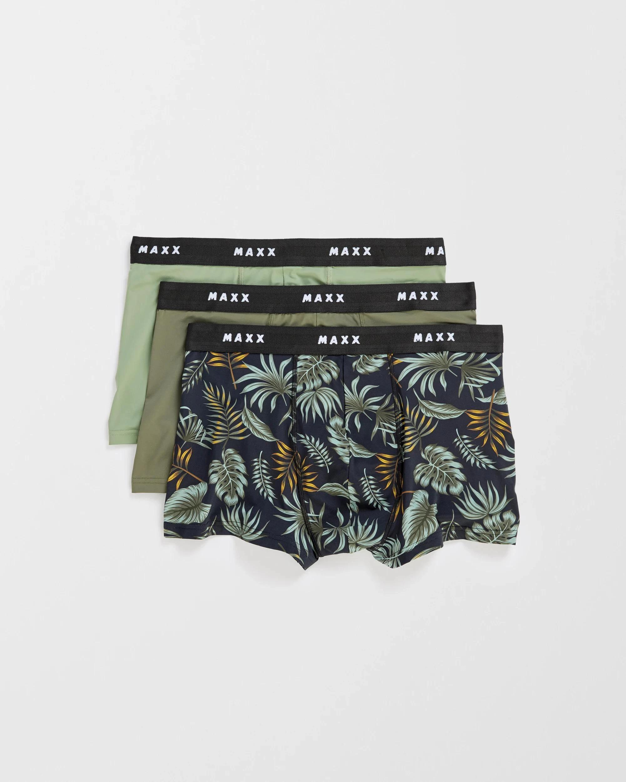 1 Maxx Microfibre Mens Trunks 3 Pack GREEN, 1 of 4