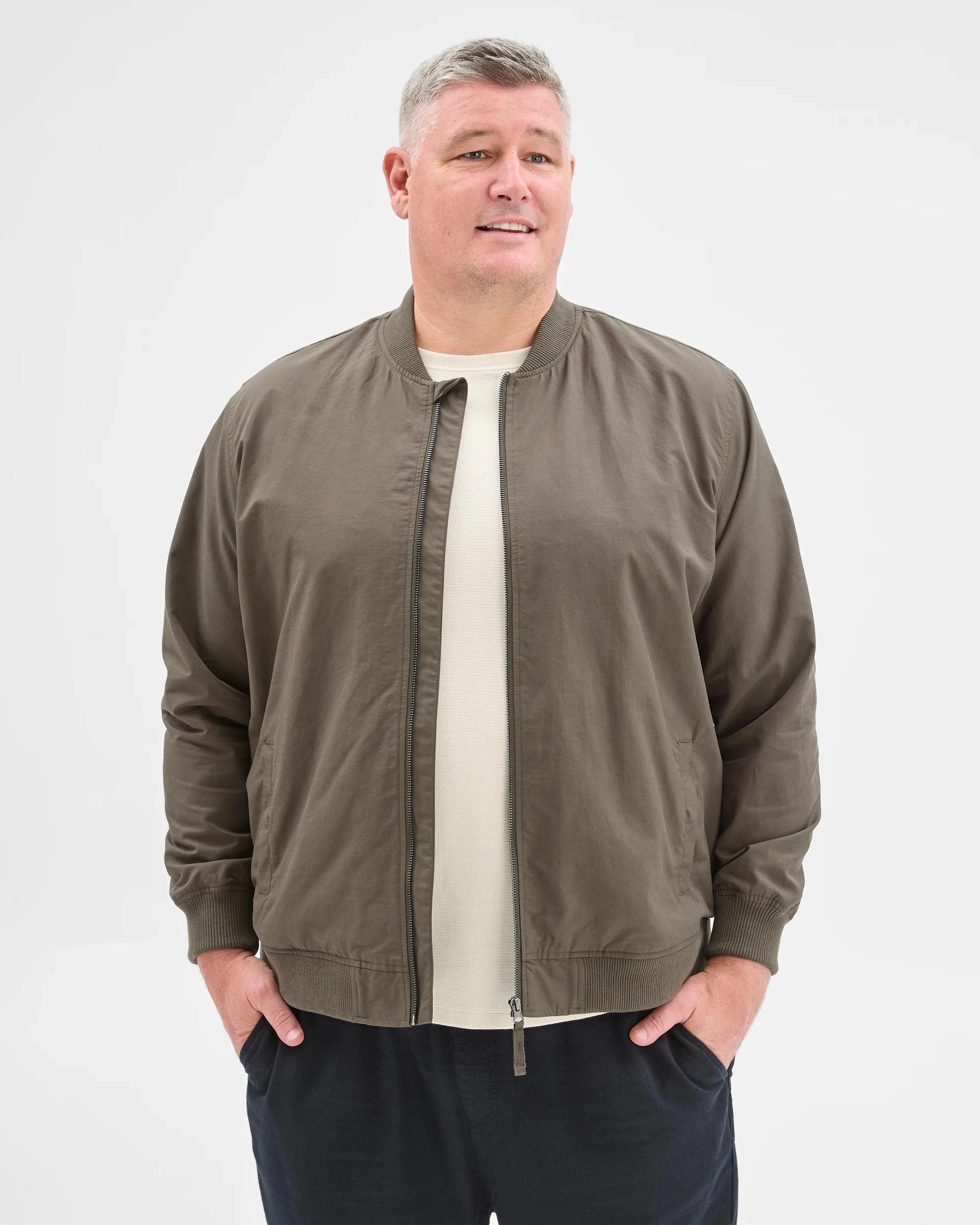 1 Target Man Plus Plus Size Australian Cotton Blend Bomber Jacket DARK OLIVE, 1 of 6