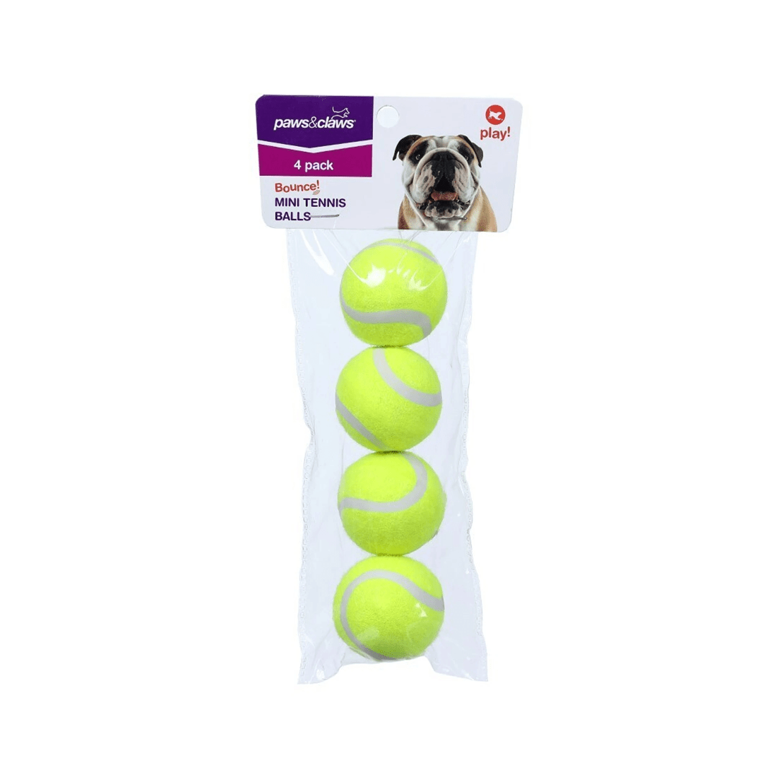 3 Paws And Claws 4pk 4cm Mini Tennis Ball Dog Toy Interactive Play Bright Colours
 - Green, 3 of 9
