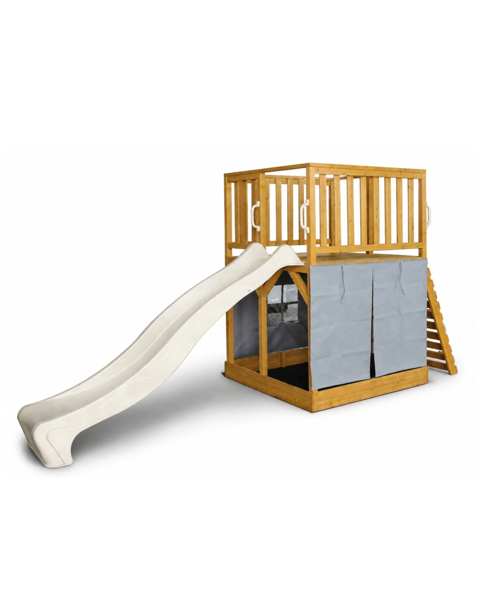 1 Hide & Seek Kids Henry Hideout Cubby House with Slide - Pearl - White, 1 of 5