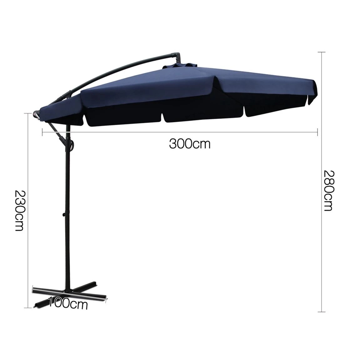 2 Instahut 3m Outdoor Umbrella Cantilever Garden Beach Patio - Blue, 2 of 5