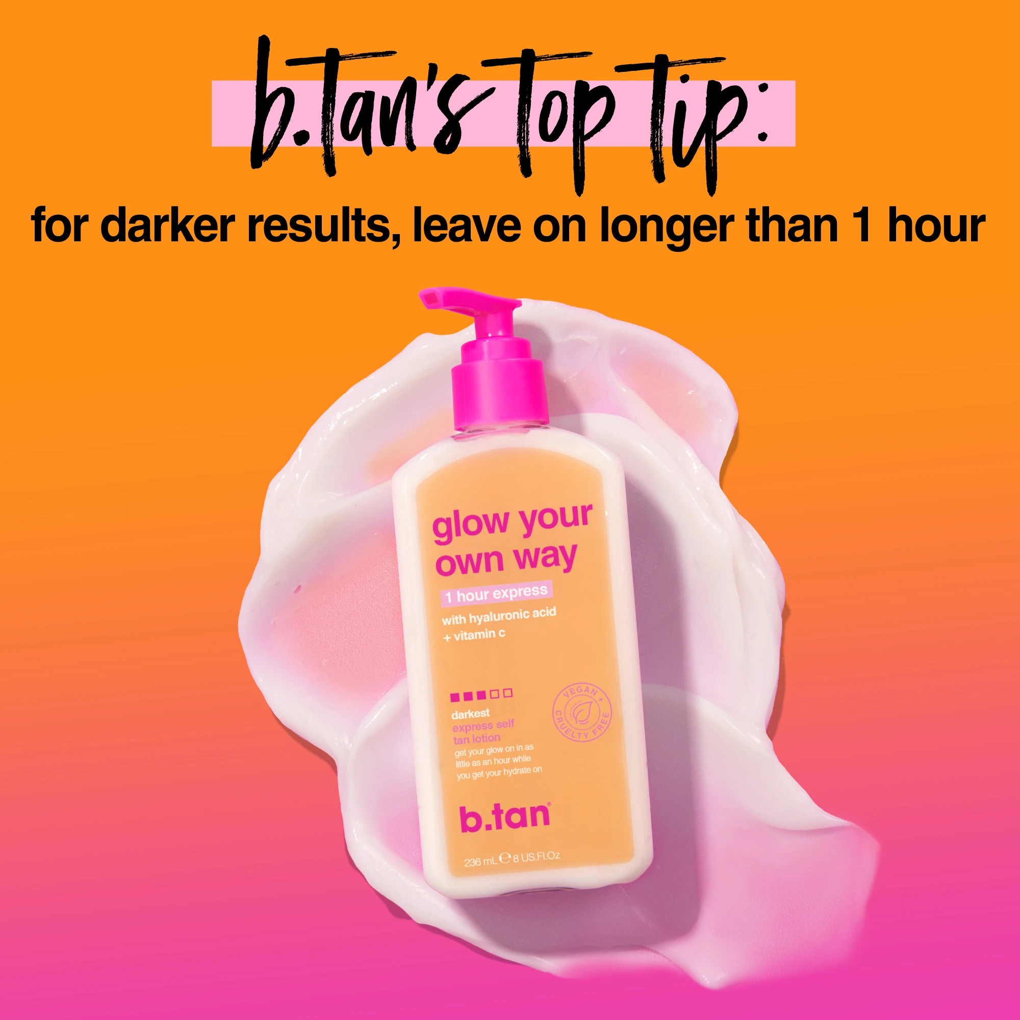 3 b.tan Glow Your Own Way 1 Hour Express Self Tan Lotion - Hyaluronic Acid and Pro-Vitamin B5, 3 of 8