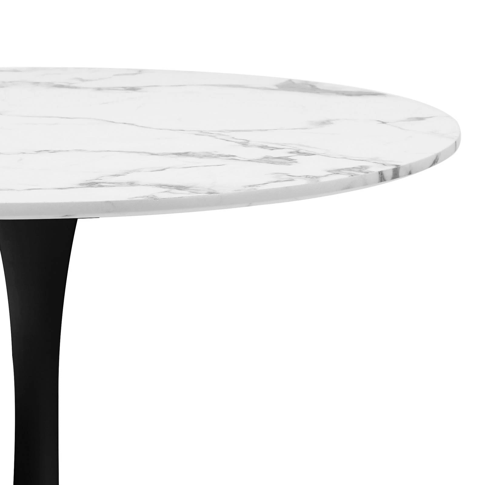 7 Oikiture 90cm Dining Table Kitchen Marble-look Tabletop Tulip Round Metal Leg - Multi, 7 of 9