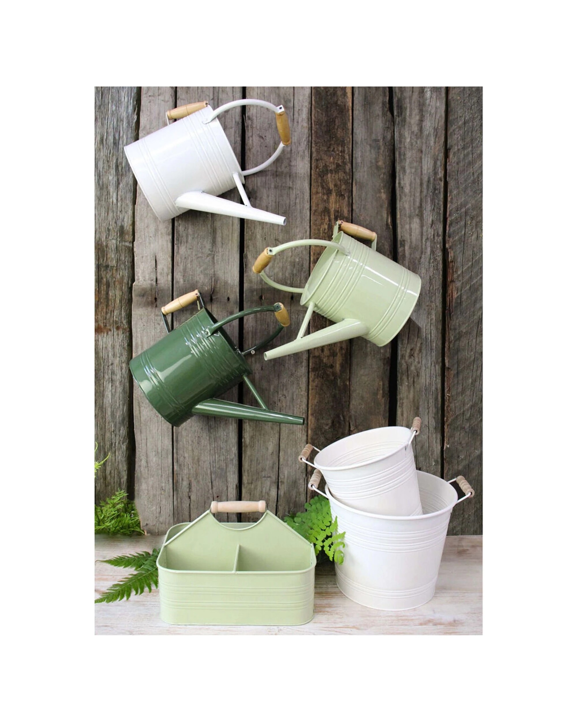 2 LVD Metal Caddy Storage Box Wooden Handle 29.5x19x11cm Versatile For Home - Green, 2 of 3