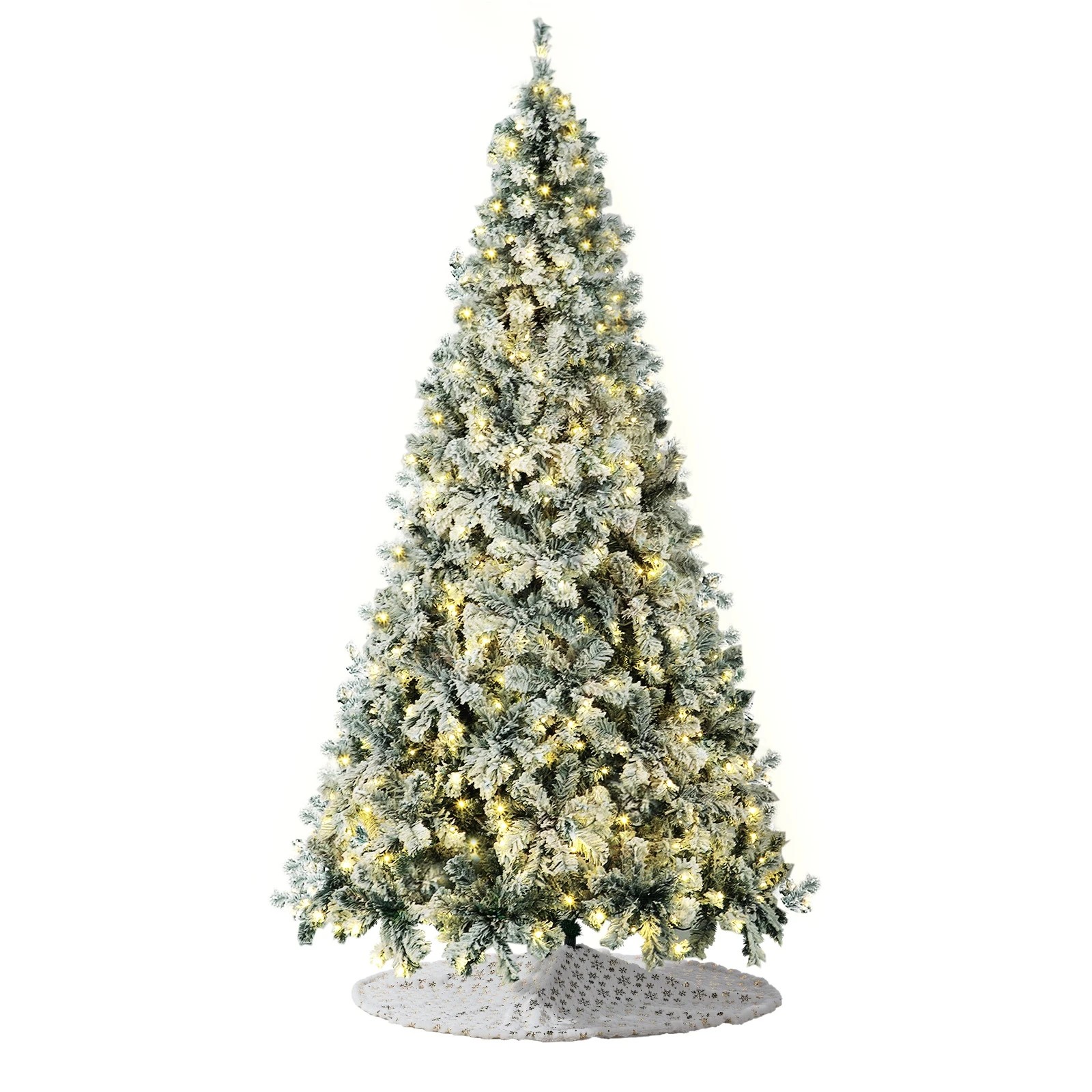 1 Tinseltown LED Christmas Tree 2.4M 8FT with Tree Skirt Light Snow-sprayed - Green, 1 of 8