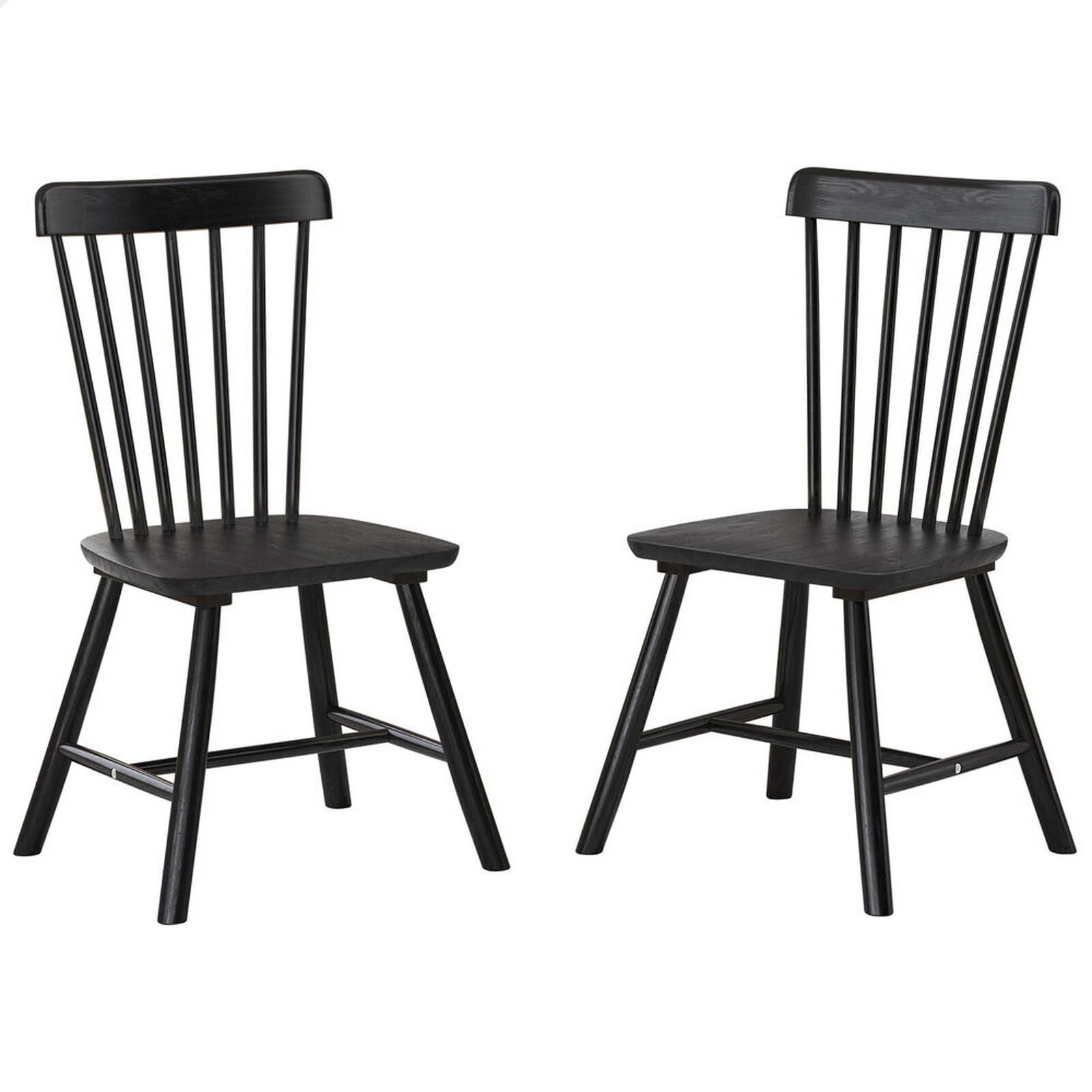 1 Alfordson 2x Dining Chairs Kitchen Lounge Cafe Retro Solid Wood Modern - Black, 1 of 10