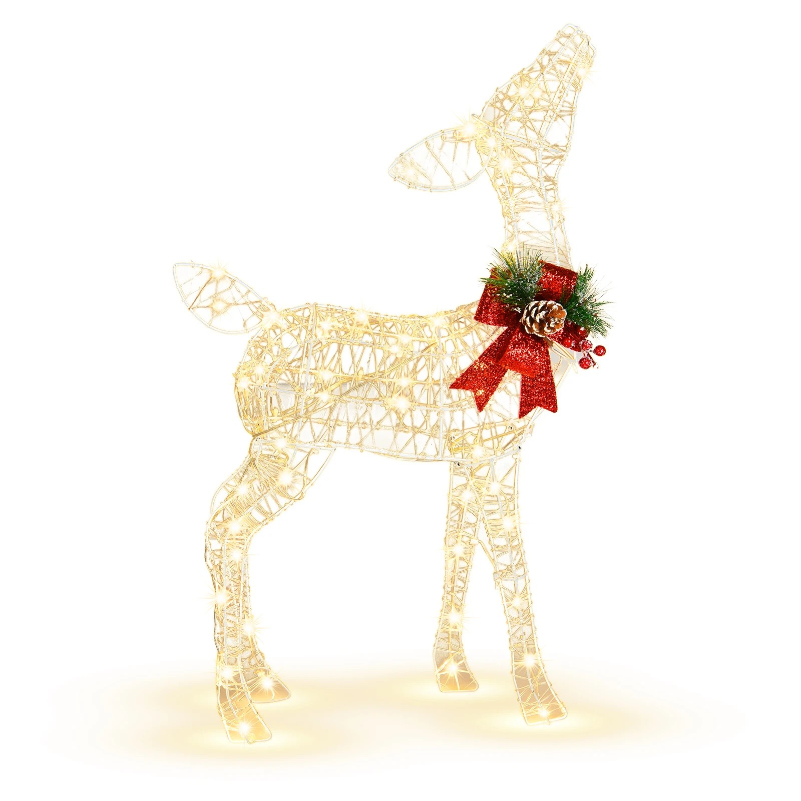 1 Costway Prelit Reindeer Christmas Lights LED Xmas Deer Decor, 1 of 2