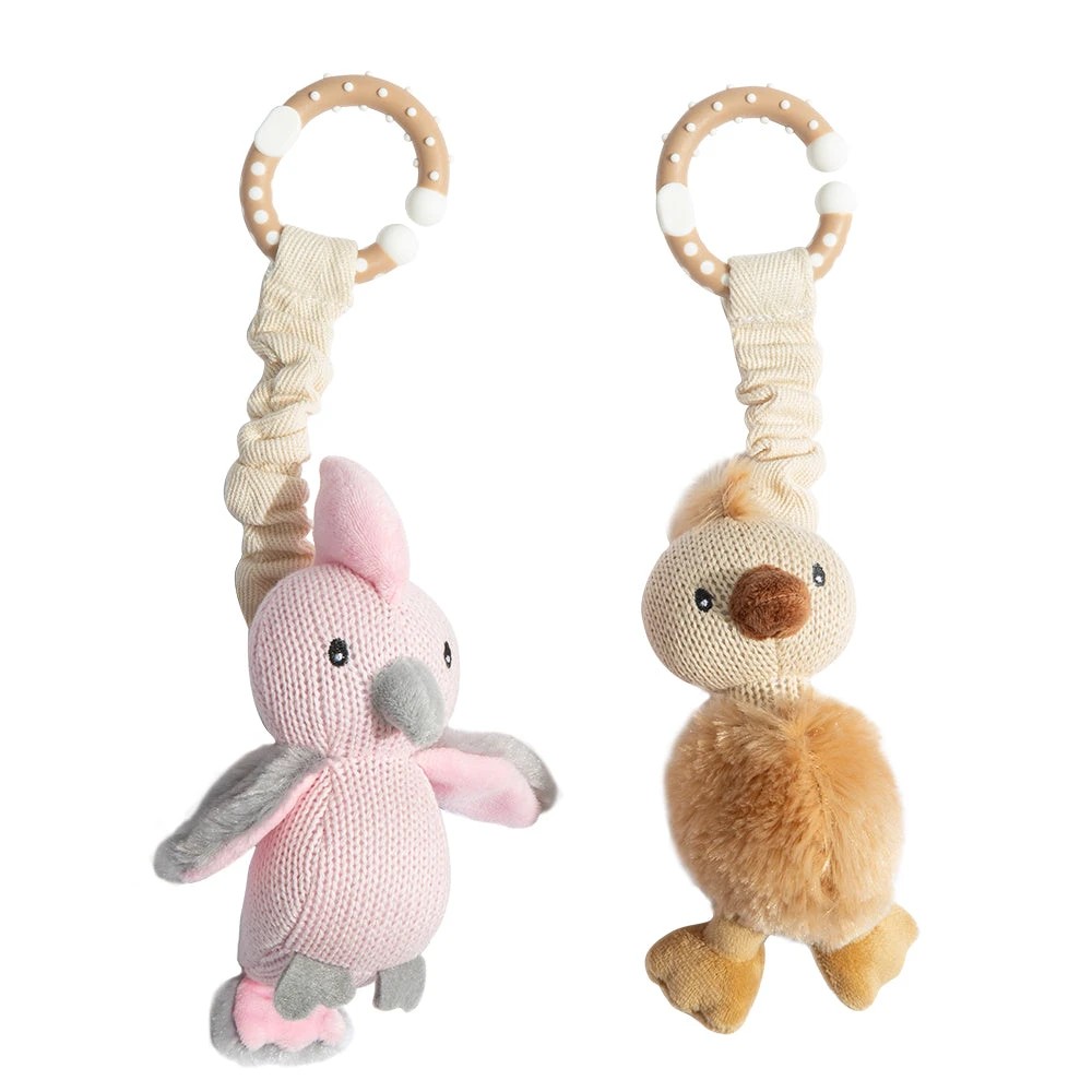 1 Living Textiles - Australiana Stroller Toys 2pk - Galah & Emu - Assorted, 1 of 3