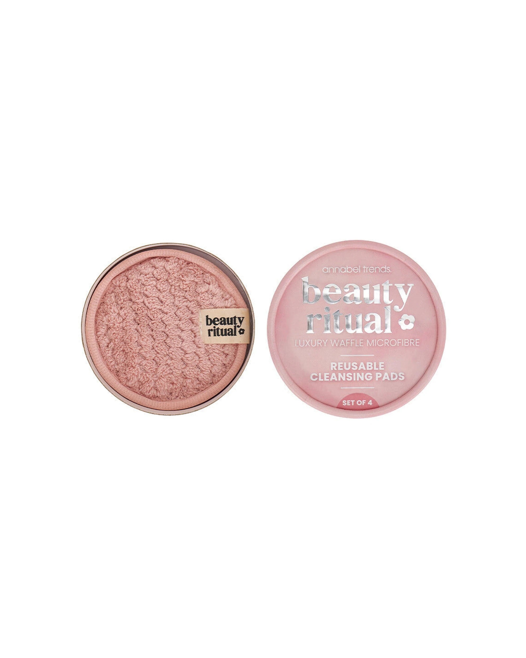 3 Annabel Trends 4pc Beauty Ritual Luxury Waffle Cleanse Pads Dusty - Pink, 3 of 5