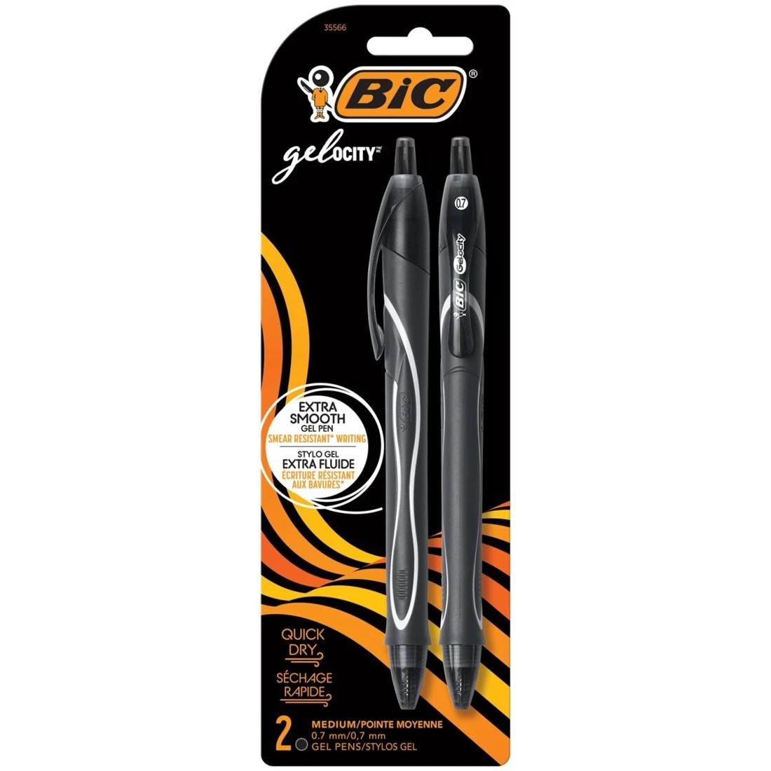 1 2 Pack BIC Gel-ocity Quick Dry Gel Pens - Black, 1 of 6