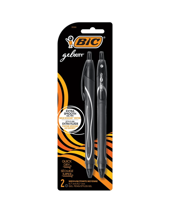 2 Pack BIC Gel-ocity Quick Dry Gel Pens - Black