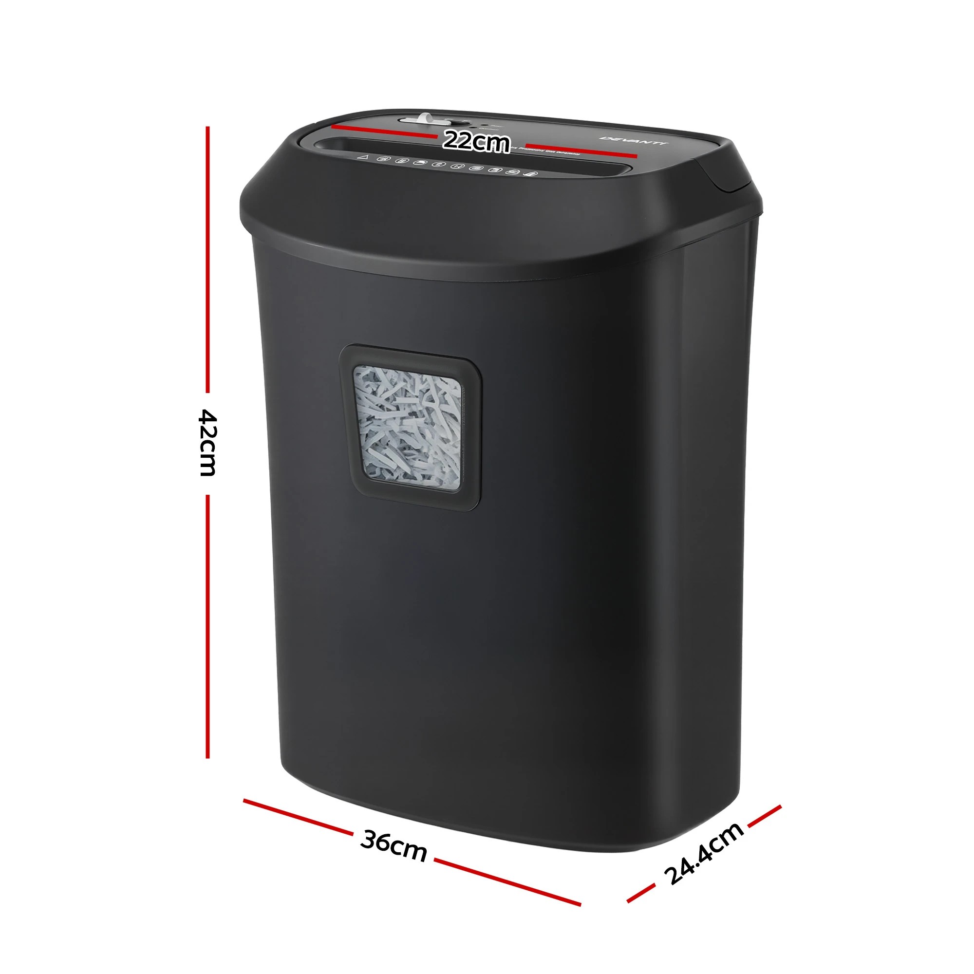 2 Devanti 25L Paper Shredder 14 Sheet P4 Cross Cut for Home Office - Black, 2 of 10