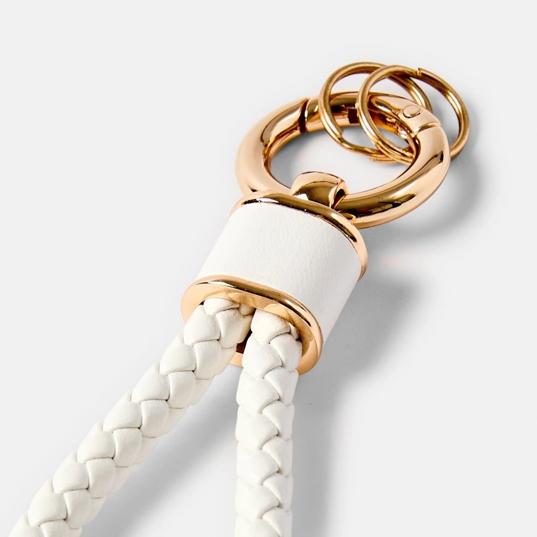 2 PU Loop Keyring - Gold Tone and White, 2 of 3