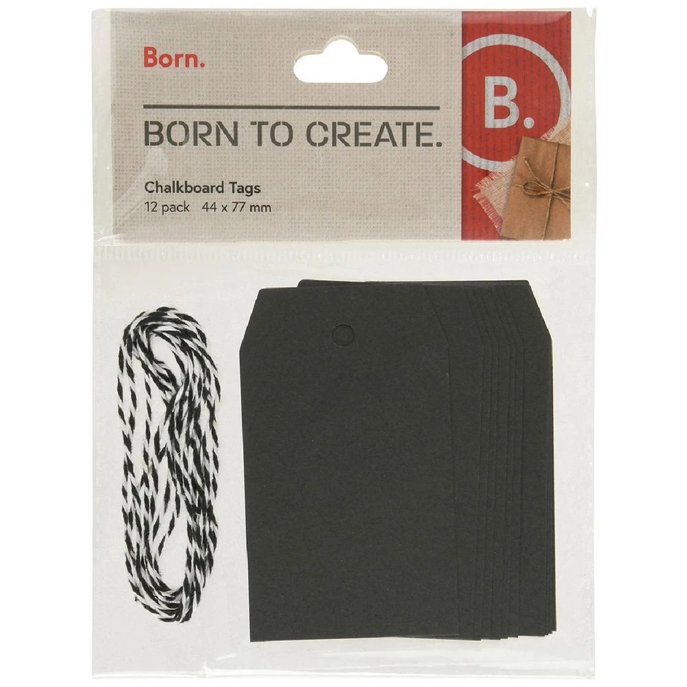 1 Born Chalk Tag Labels with String 12 Pack, 1 of 2