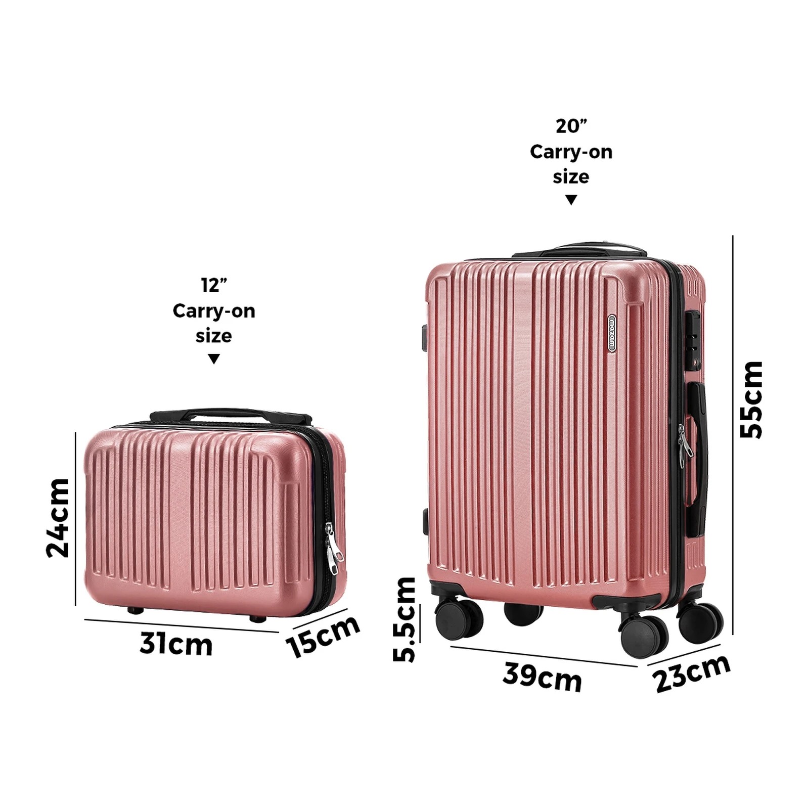 2 Mazam 2PCS Luggage Suitcase Trolley Set Travel Carry On TSA Lock Hard Case - Pink, 2 of 4