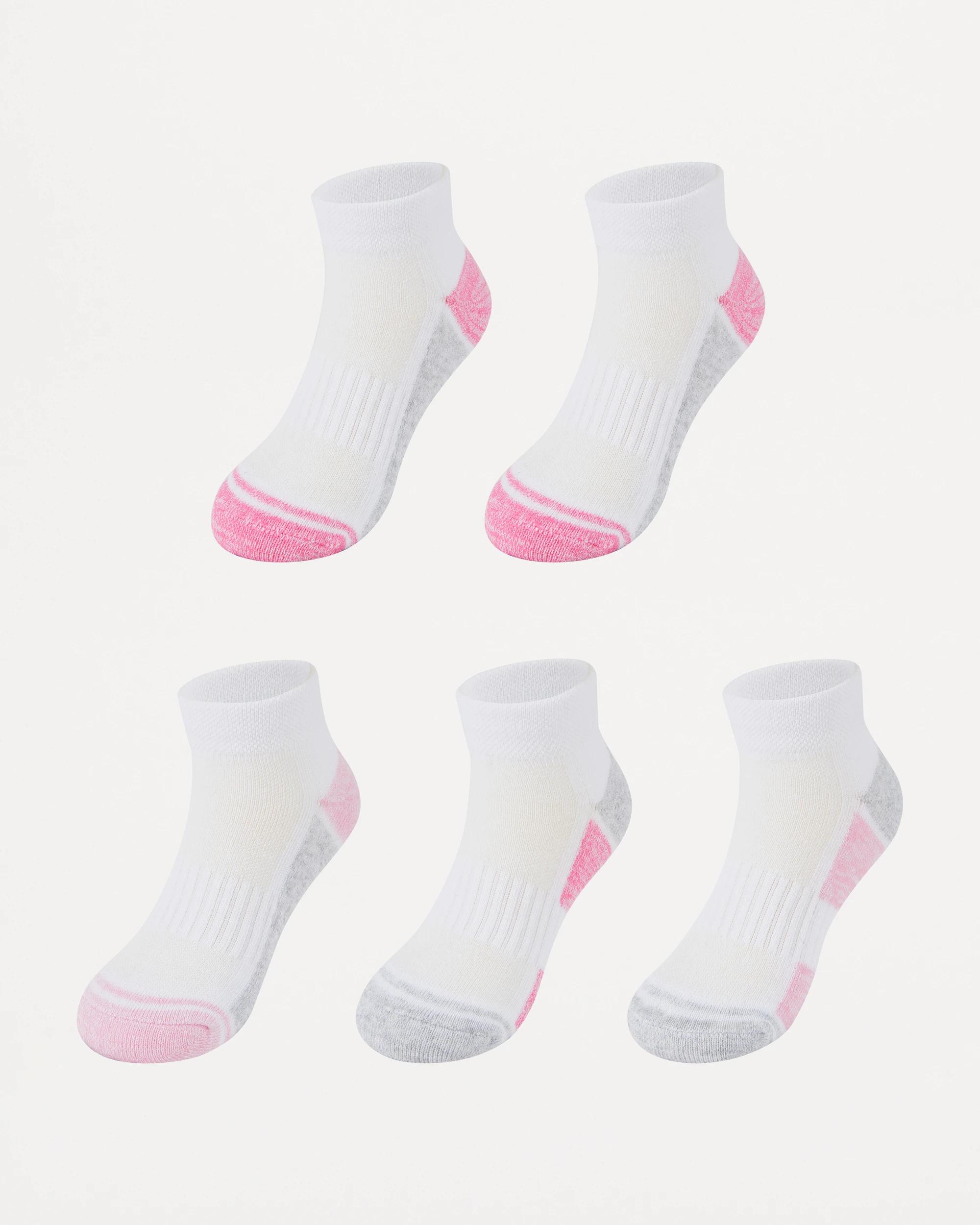 1 5 Pack Active Kids Low Cut Socks Wht Stripe, 1 of 3