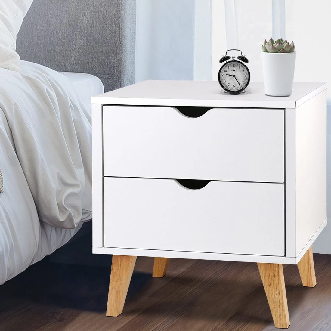 6 Artiss Bedside Table 2 Drawers - White, 6 of 6