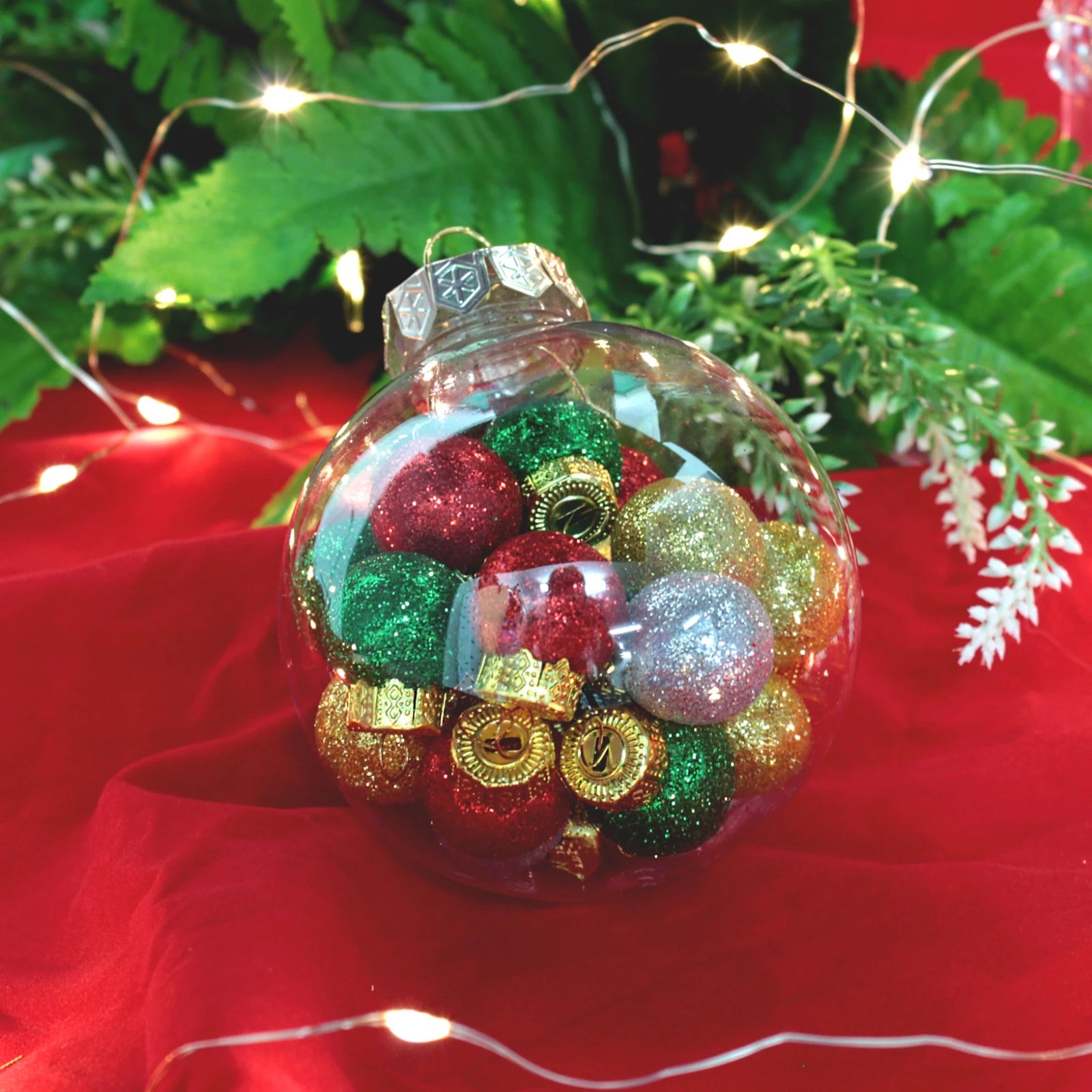 2 Party Maker Clear Plastic Fillable Bauble With Gold Cap 8cm, 2 of 4