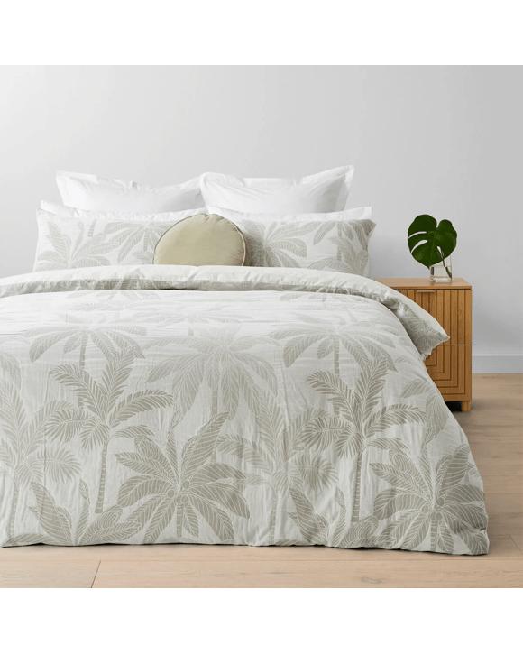 Palm Cotton Quilt Cover Set - Queen Bed