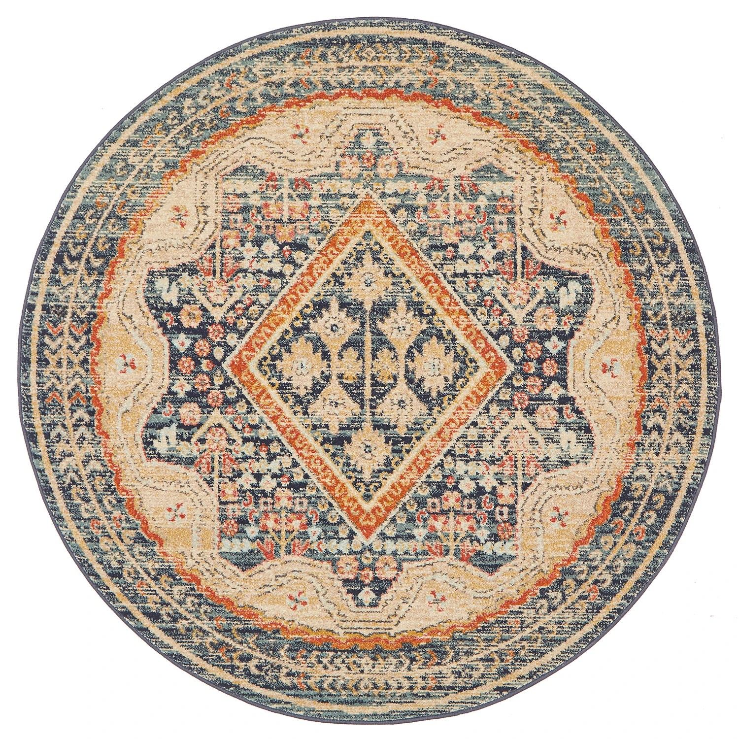 2 Common Ground Rugs Eterna 863 200x200cm - Medium Round Power Loomed Pet Friendly Rug - Blue, 2 of 9