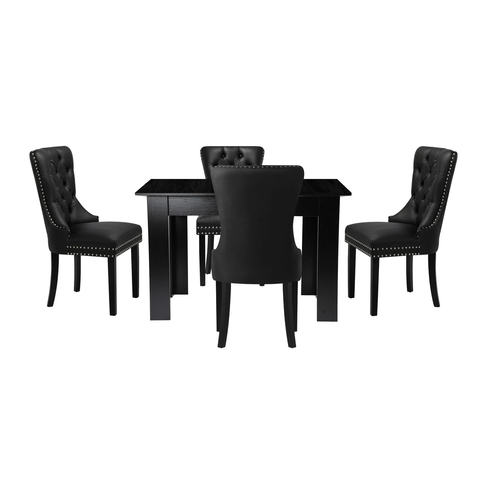 8 Oikiture 160cm Extendable Dining Table With 4pcs Pu Leather Dining Chairs
 - Black, 8 of 10