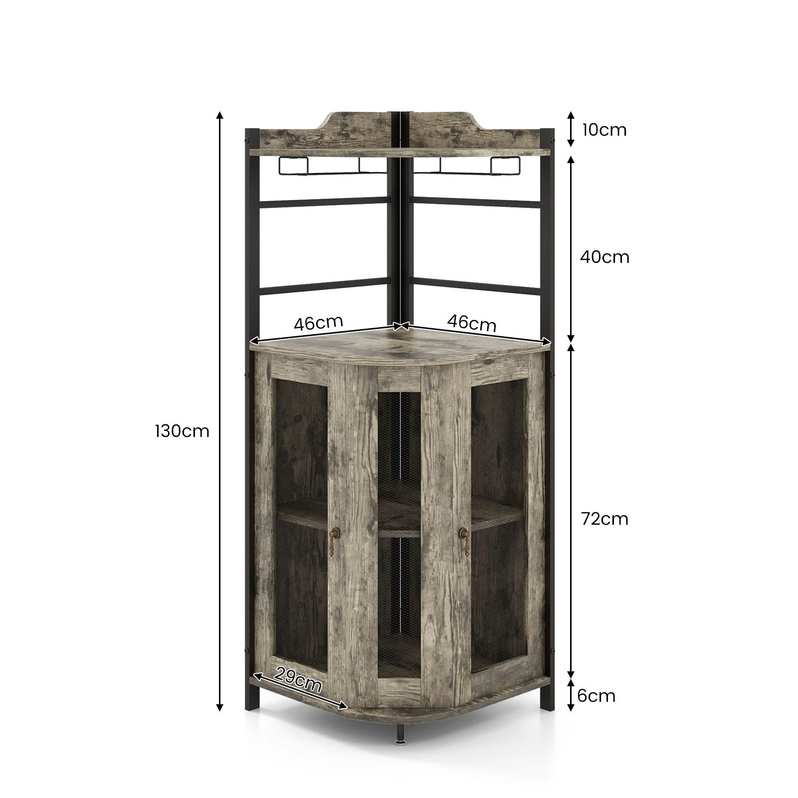 3 Costway Corner Buffet Bar Cabinet w/Glass Holder, 3 of 4
