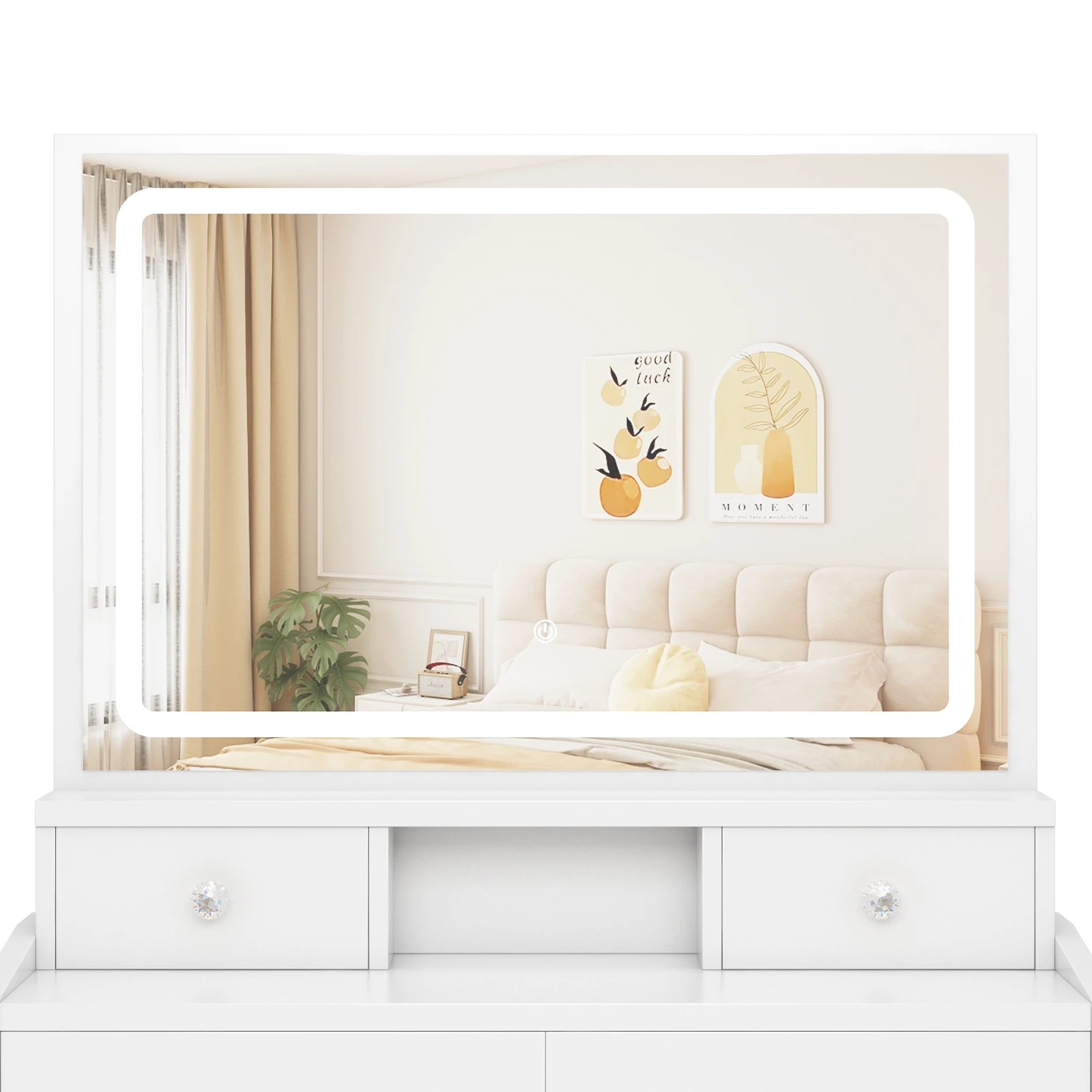 7 Advwin Makeup Vanity Desk with Mirror Charging Station and 4 Drawers - White, 7 of 10