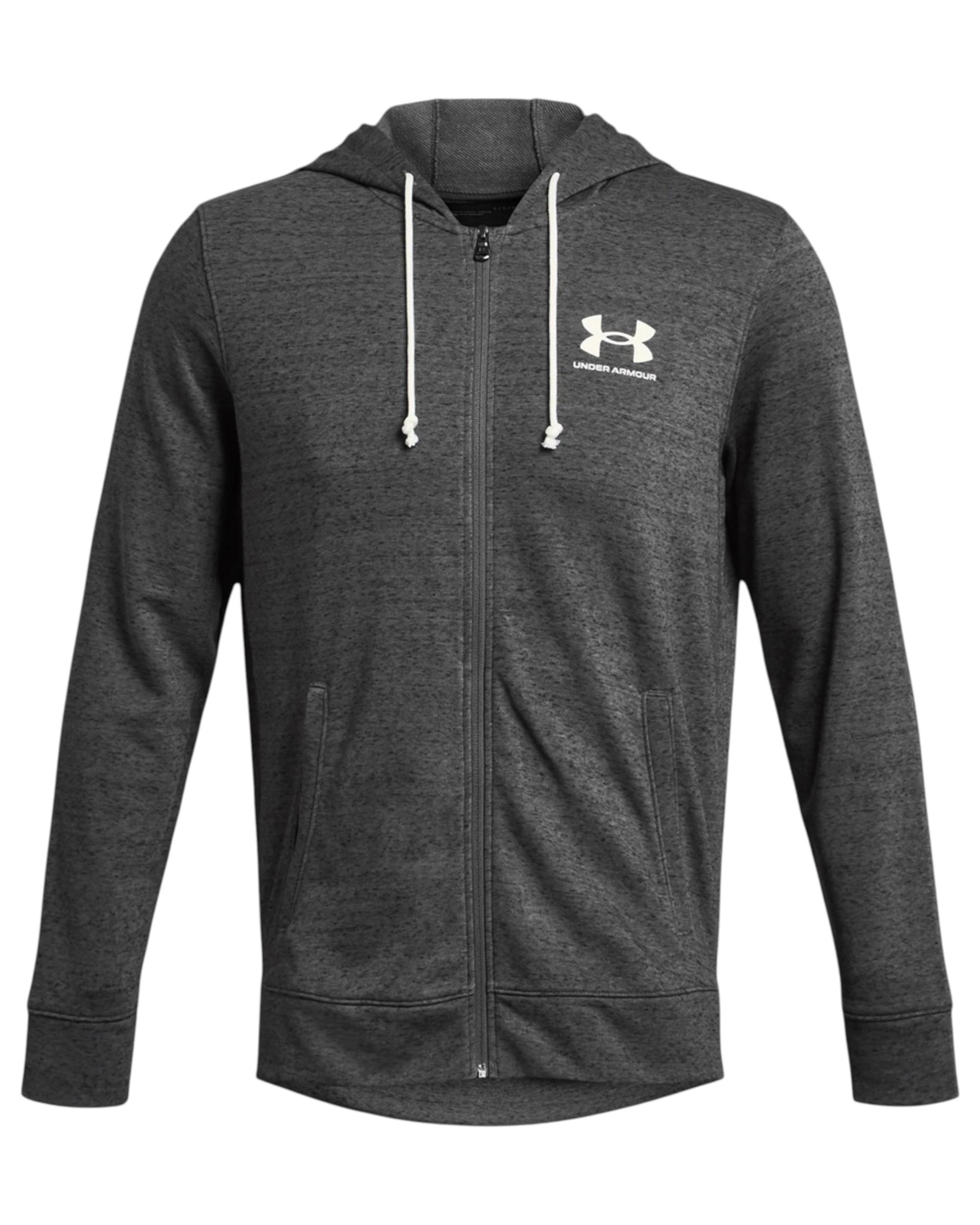 1 Under Armour Mens Rival Terry Full Zip Castlerock/ White Jacket CASTLEROCK, 1 of 4