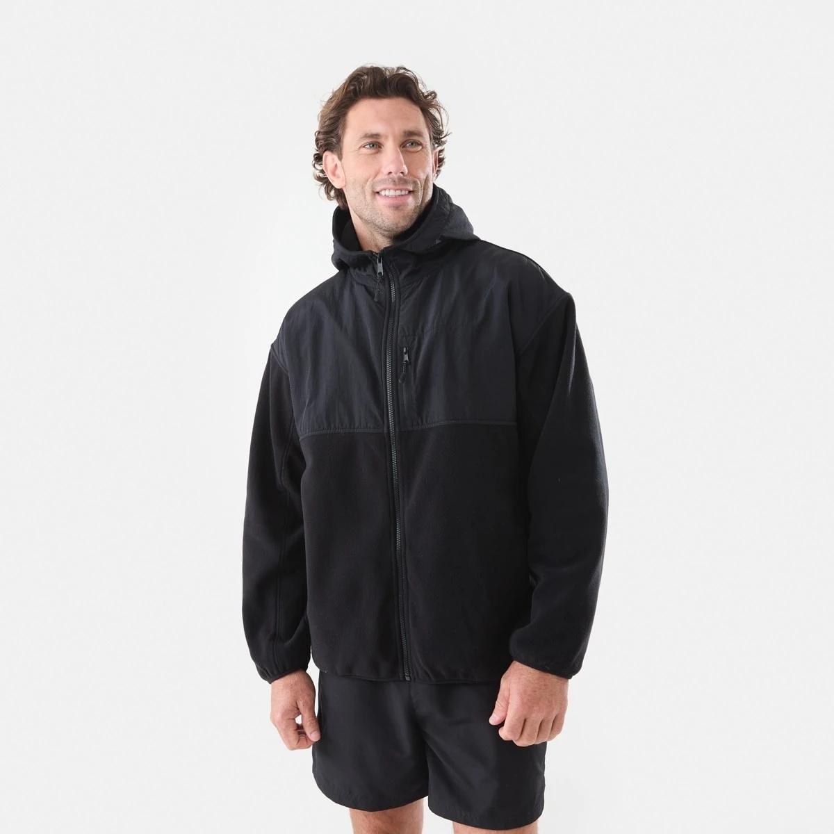 2 Active Mens Polar Fleece Full Zip Hoodie Black, 2 of 7